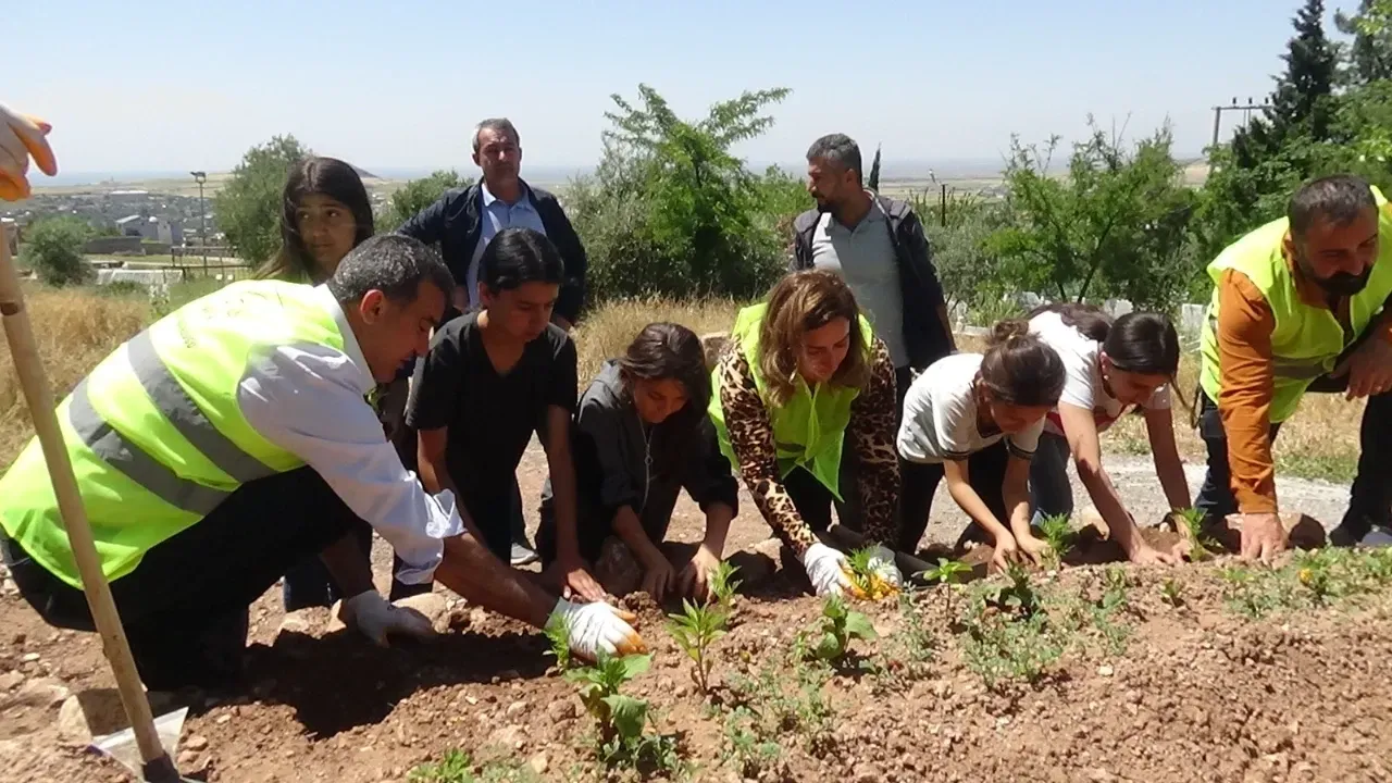 Başkanlar kolları sıvadı; çiçek ekimi yaptı