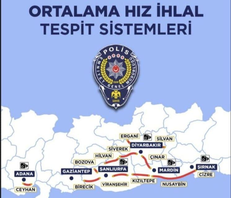 Sürücülerin Dikkatine PTS-EDS Ortalama Hız İhlal Tespit Sistemi Faaliyete geçiyor